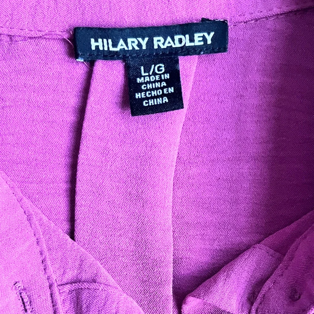 Hilary Radley Purple Tab Sleeve Button Down Women’s Top Size L - Picture 7 of 8